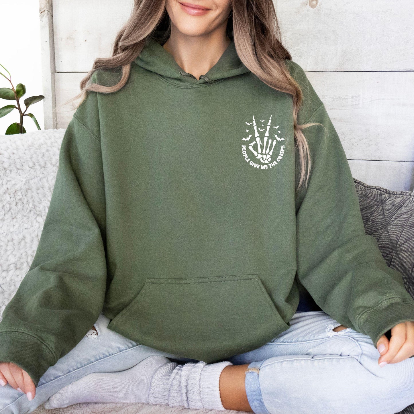 People Give Me The Creeps Sweatshirt, Skeleton Hands Hoodie, Witch Vibes Shirt, Spooky Season, Skull Halloween Sweatshirt, Scream Sweatshirt