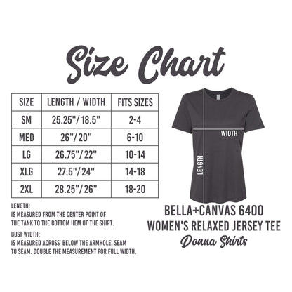 a women's size chart for a t - shirt