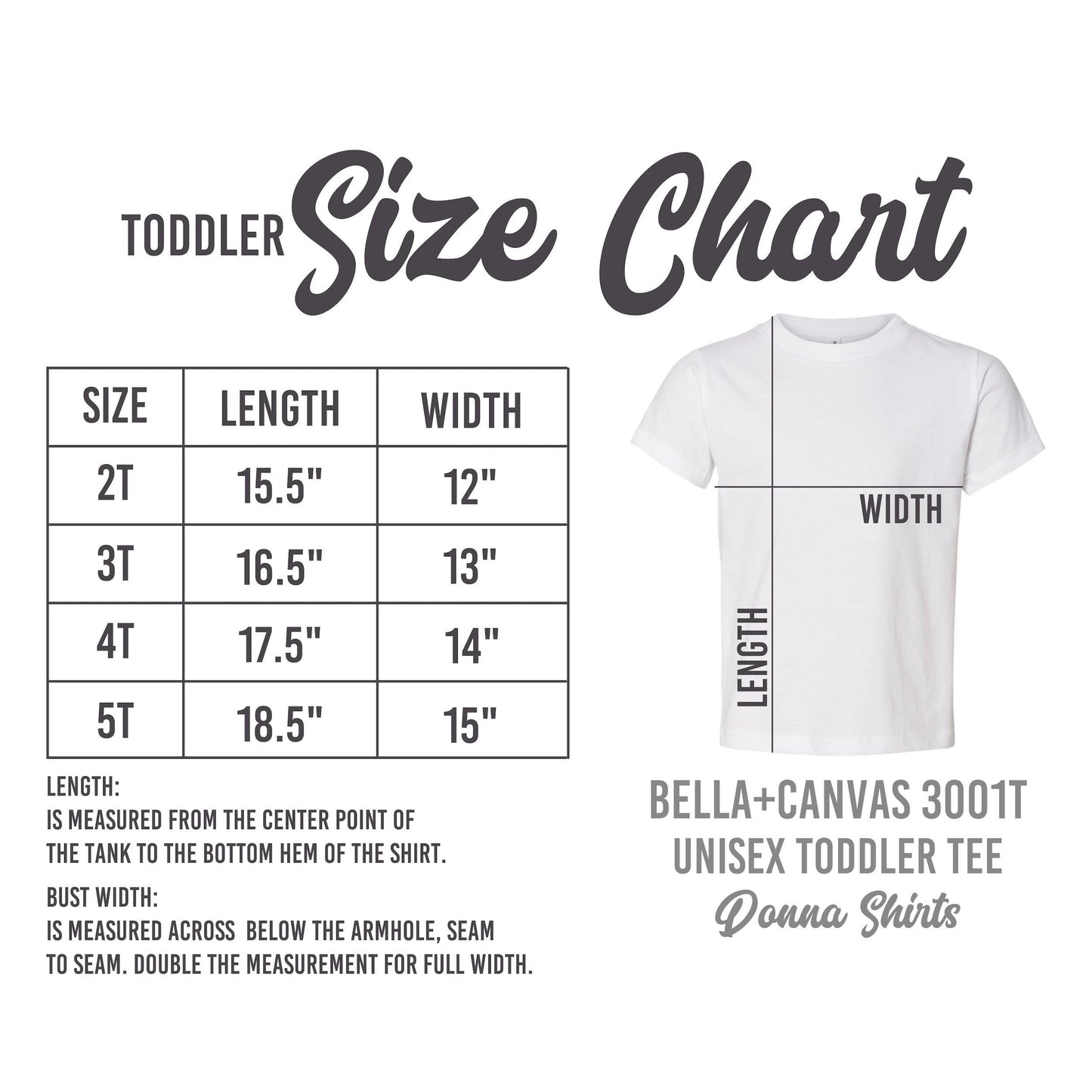 the size chart for a toddler&#39;s t - shirt