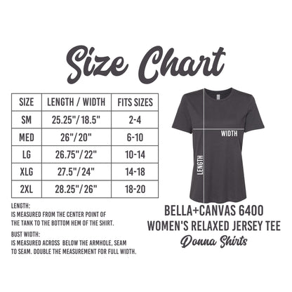 a women's size chart for a t - shirt
