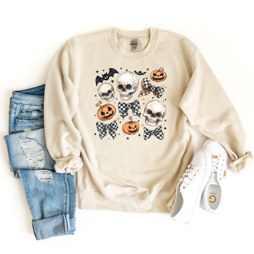 Coquette Skeleton Halloween Sweatshirt, Retro Skull Tee, Cute Skeleton Hoodie, Trendy Halloween Top, Bat Lover Gift, Girly Halloween outfit