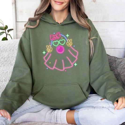 Witchy Halloween Neon Sweatshirt, Coquette Ghost Neon Sweatshirt, Spooky Season Girly Ghost Hoodie, Halloween Party Gift, Cute Girly Ghost