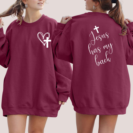 Jesus Has My Back Front and Back Printed Sweatshirt, Faith Sweatshirt, Love Like Jesus Sweatshirt, Christian Sweatshirt, Jesus Sweatshirt