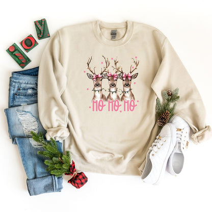 Ho Ho Ho Deer Christmas Sweatshirt, Retro Christmas Deer Hoodie, Deer Shirt, Reindeer Sweater, Deer Christmas Sweatshirt, Xmas Hoodie