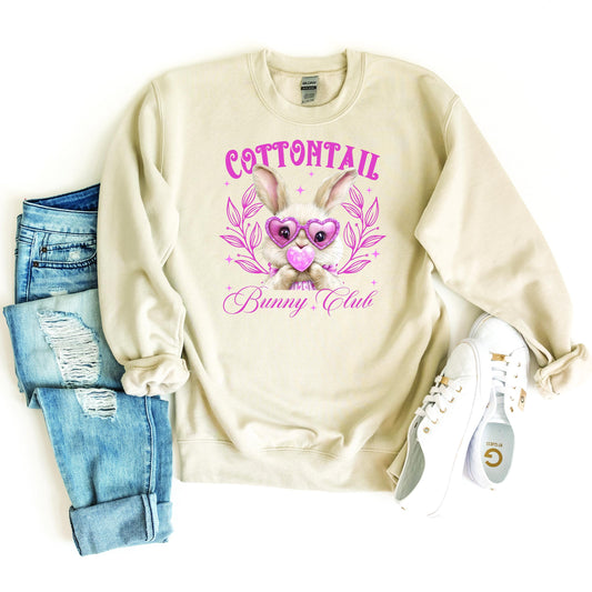 Easter Bunny Sweatshirt, Cottontail Sweatshirt, Spring Sweatshirt, Cute Bunny Pullover, Bunny with Heart Glasses Hoodie