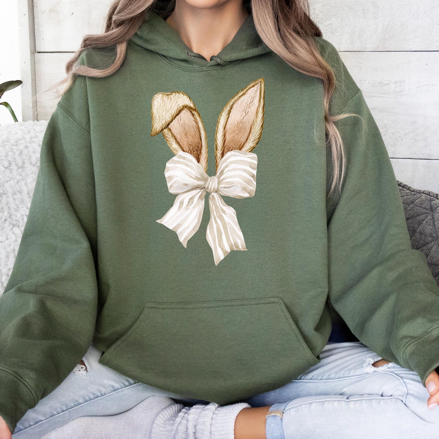 Bunny Ears Sweatshirt, Easter Sweatshirt, Cute Bunny Sweater, Spring Outfit, Easter Gift, Easter Bunny Ears Hoodie, Bow Sweatshirt