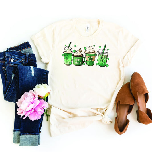 St Patricks Day Coffee T-Shirt, Lucky Latte Tee, Irish Coffee Lover Gift, Green Clover Shirt, St Paddys Day Apparel, St Patricks Day Coffee