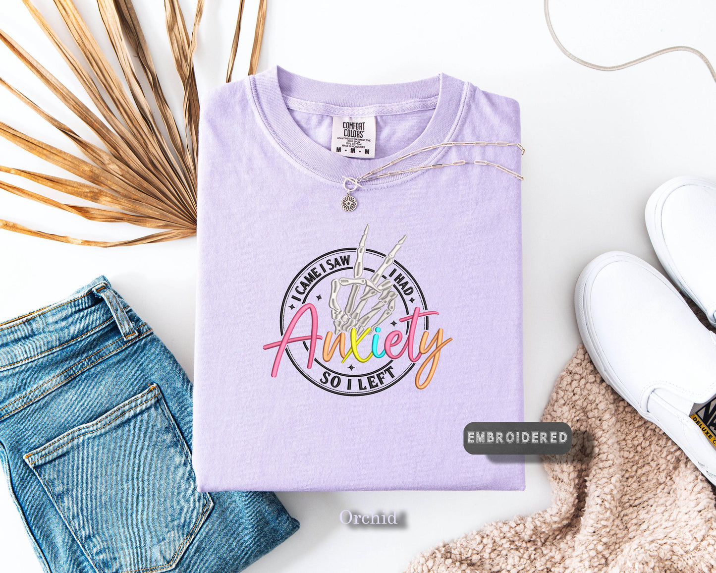 Comfort Colors® Embroidered Anxiety Shirt, Embroidered Anxiety Shirt, Funny Mental Health Shirt, I Came I Saw I Had Anxiety So I Left