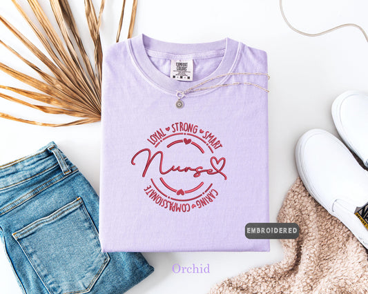 Nurse Embroidered Comfort Colors® T-Shirt, Nurse Embroidered T-Shirt, Nurse Gift, Healthcare Tee, Embroidered Design, Medical T-Shirt