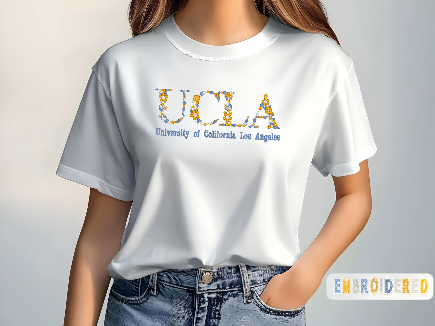 Custom College Embroidered T-Shirt, Comfort Colors®Embroidered Floral Graduation Tee, College University High School Tee, Graduation Gift