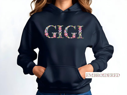 Embroidered Floral Mama, Aunt, Gigi Sweatshirt & Hoodie - Mother's Day Gift - Boho Style Sweatshirt - Custom Floral MAMA Hoodie