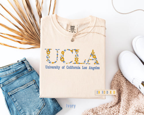 Custom College Embroidered T-Shirt, Comfort Colors®Embroidered Floral Graduation Tee, College University High School Tee, Graduation Gift