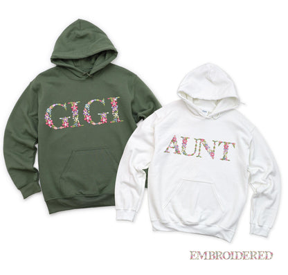 Embroidered Floral Mama, Aunt, Gigi Sweatshirt & Hoodie - Mother's Day Gift - Boho Style Sweatshirt - Custom Floral MAMA Hoodie