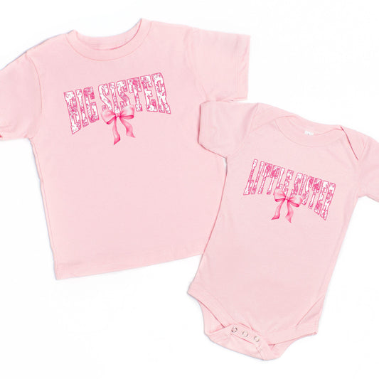 Big sister Coquette Bow Retro Toddler Shirt, Matching Sister Shirt,  Little sister Shirt, Pregnancy Announcement Shirt,Big Sis Lil Sis Shirt
