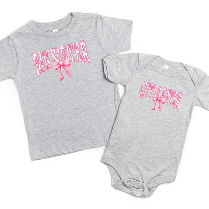 Big sister Coquette Bow Retro Toddler Shirt, Matching Sister Shirt,  Little sister Shirt, Pregnancy Announcement Shirt,Big Sis Lil Sis Shirt