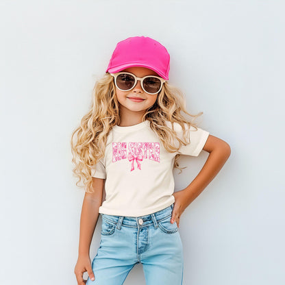 Big sister Coquette Bow Retro Toddler Shirt, Matching Sister Shirt,  Little sister Shirt, Pregnancy Announcement Shirt,Big Sis Lil Sis Shirt