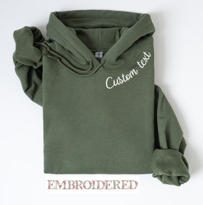 Custom Embroidered Sweatshirt – Personalized Gildan Crewneck or Hoodie – Custom Name Gift – Matching Set – Minimal Aesthetic Embroidery