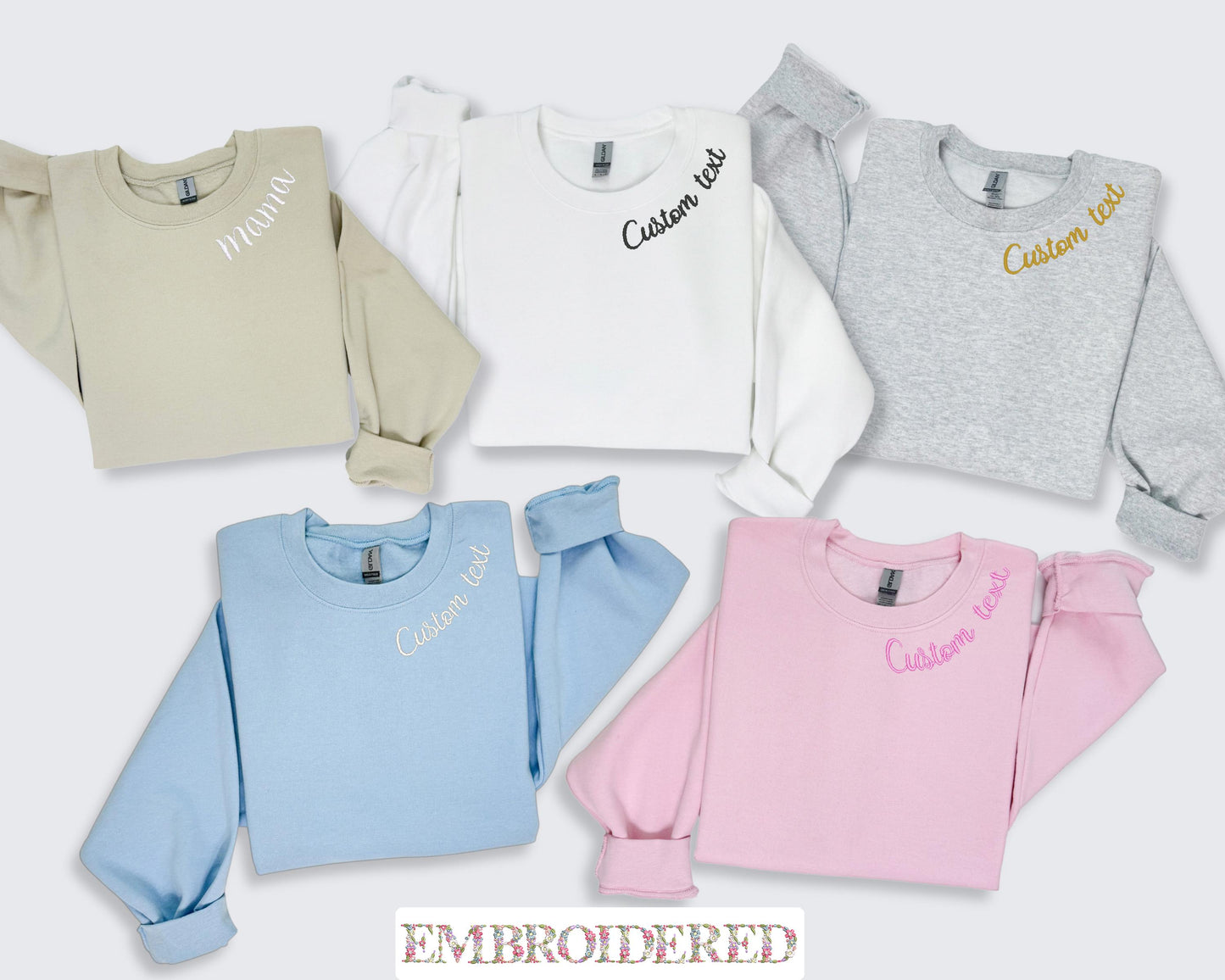 Custom Embroidered Sweatshirt – Personalized Gildan Crewneck or Hoodie – Custom Name Gift – Matching Set – Minimal Aesthetic Embroidery