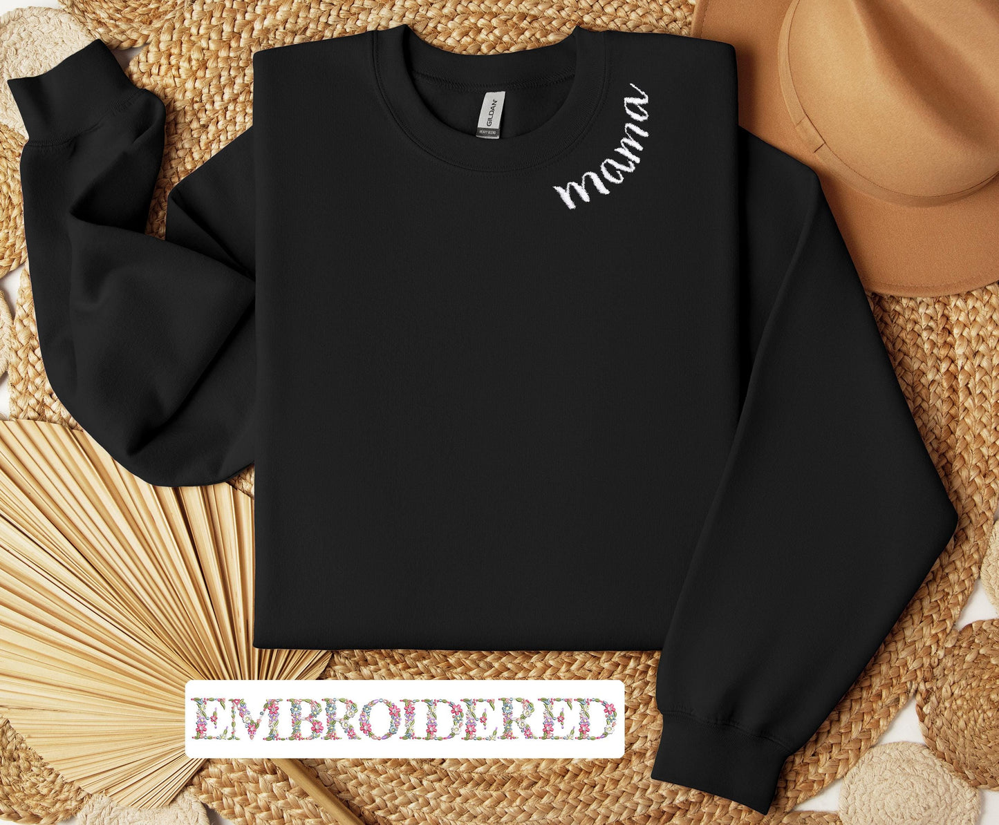 Custom Embroidered Sweatshirt – Personalized Gildan Crewneck or Hoodie – Custom Name Gift – Matching Set – Minimal Aesthetic Embroidery