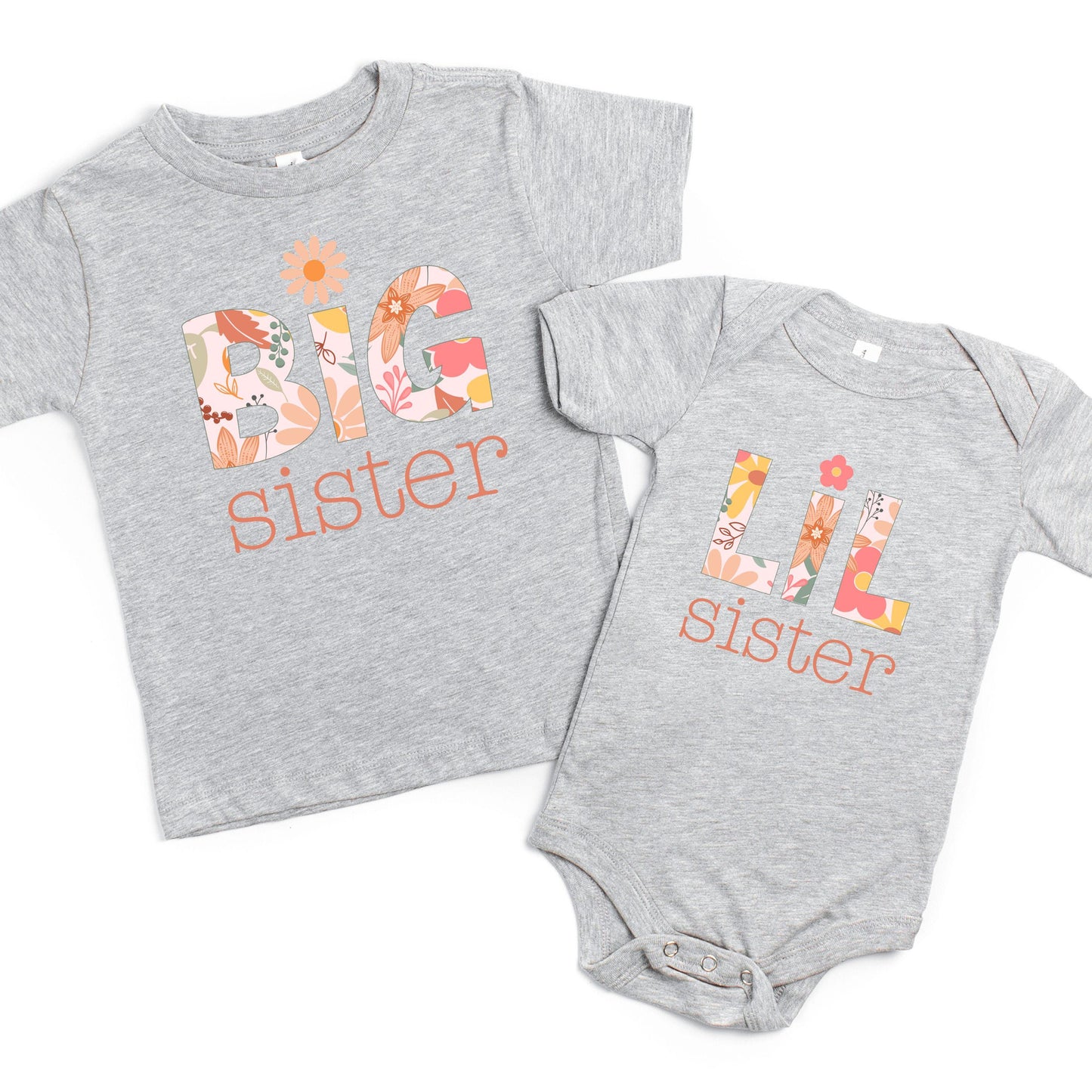 Floral Boho Big Sister Lil Sister Shirt, Matching Sister Shirt,  Little sister Shirt, Big Sister Announcement Shirt, Big Little Sister Gift