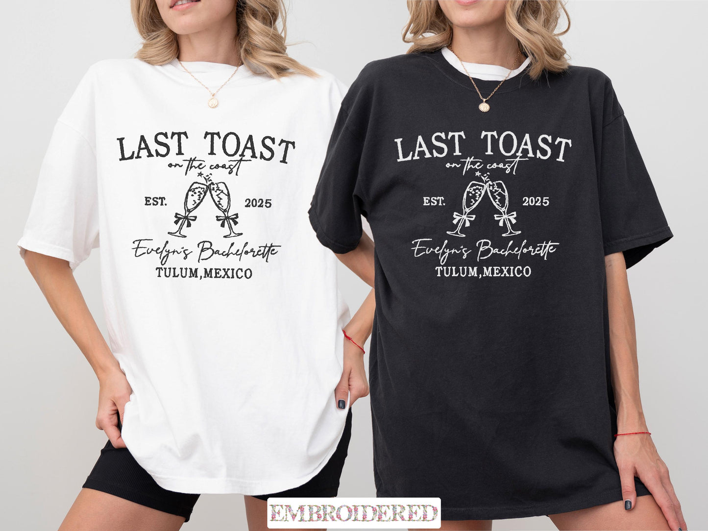 Custom Bachelorette Embroidered Comfort Colors Shirt | Wedding Favors | Bride Bridal Party Gifts | Personalized Charleston Social Club Gear