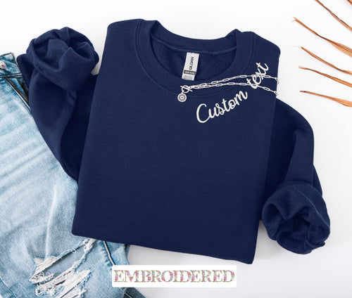 Custom Embroidered Sweatshirt – Personalized Gildan Crewneck or Hoodie – Custom Name Gift – Matching Set – Minimal Aesthetic Embroidery