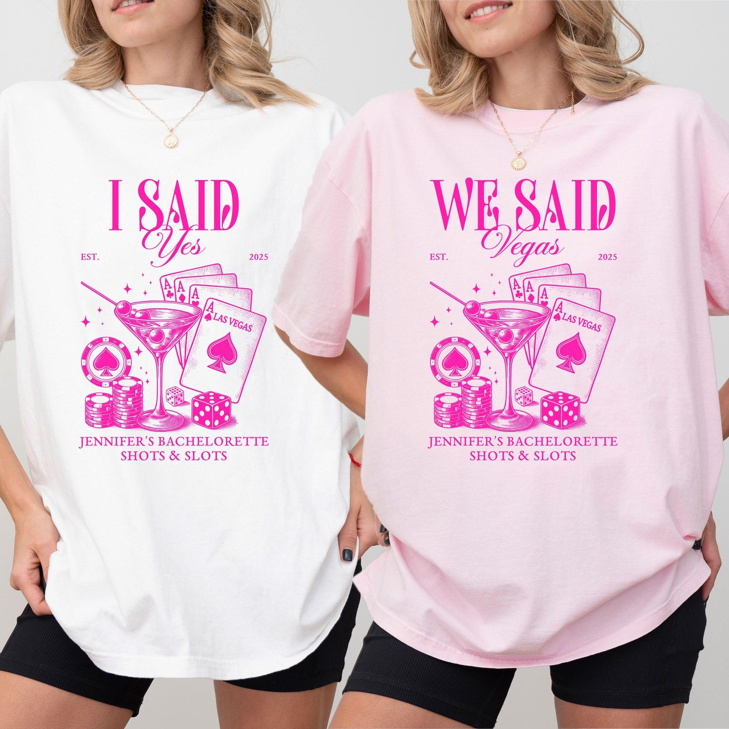 Vegas Bachelorette Shirt, Shots and Slots Bachelorette Party Tee, I Said Yes We Said Vegas Shirt, Custom Las Vegas Bride Shirts