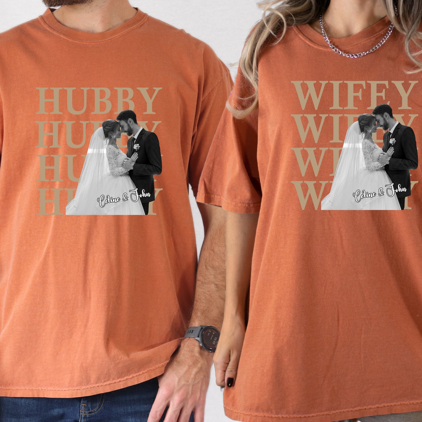 Custom Photo Wifey Hubby Shirt